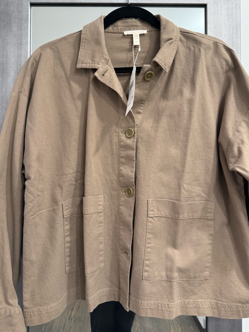 Eileen Fisher Neutral Taupe Lightweight Shirt Jacket